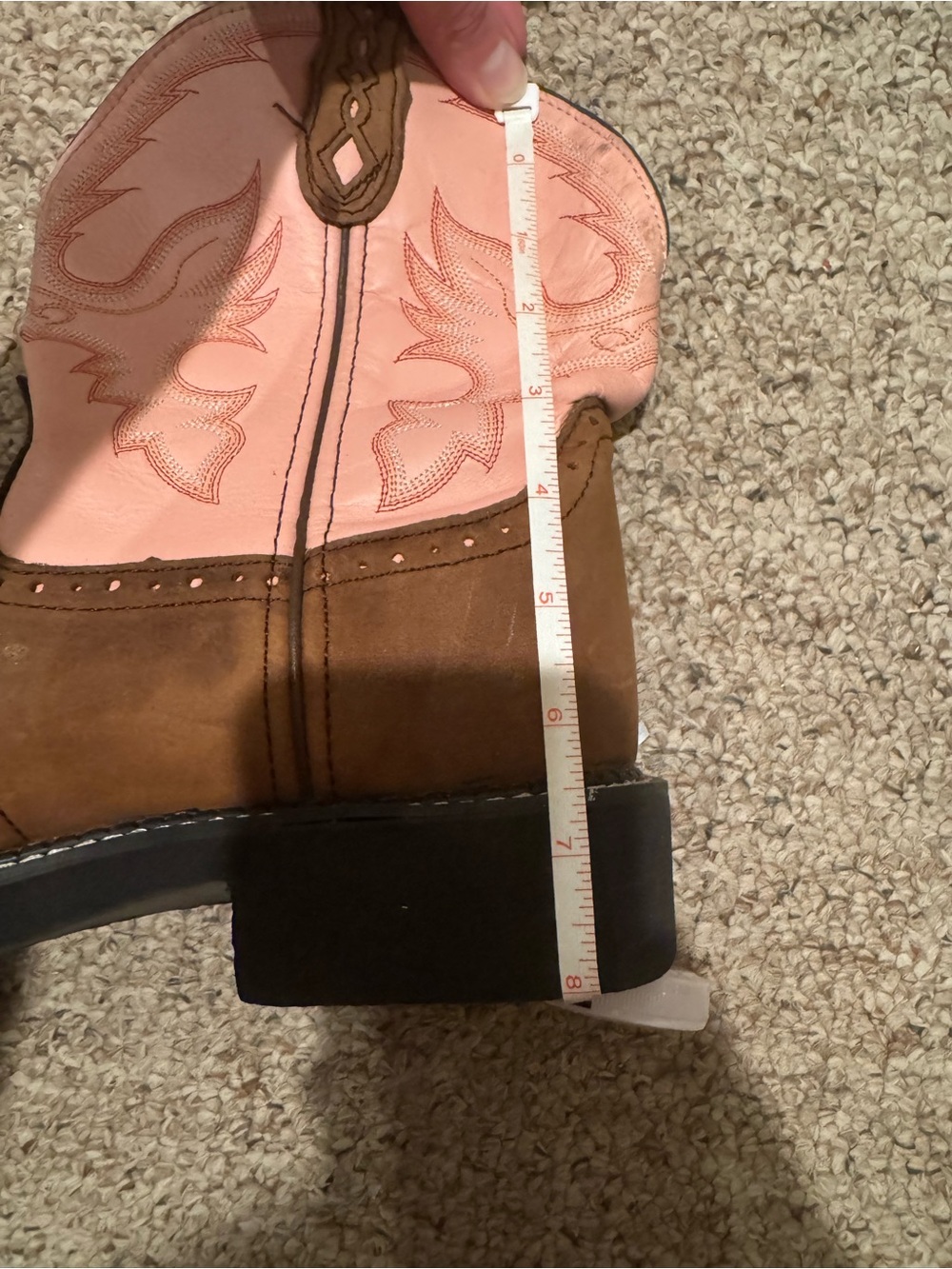 Justin Gypsy Brown and Pink Leather Western Boots Size 10B - Picture 9 of 9